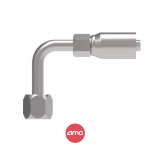 Everflex 'E' Series Crimp Fitting - Female 37° JIC Swivel (Long Drop) Tube - 90° Elbow